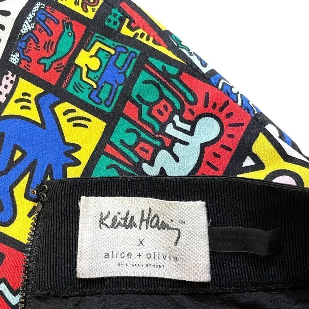 KEITH HARING X ALICE + OLIVIA Graphic Print Mini Skirt | Size: XS | 0 |